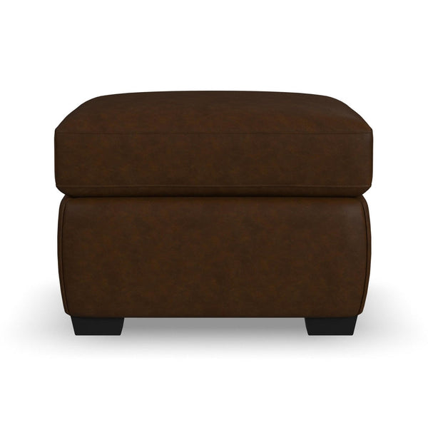 Flexsteel Hudson Leather Ottoman in Woodland