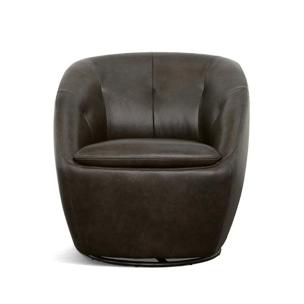 Flexsteel Wade Leather Swivel Chair in Carob