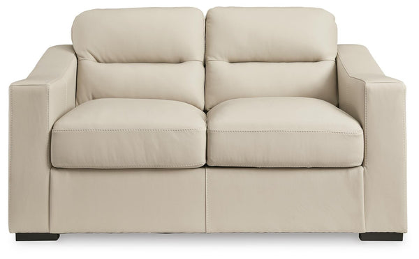 Treasure Trove Leather Stationary Loveseat Almond