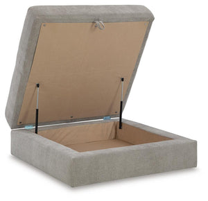 Aslan Court Fabric Ottoman With Storage Flax