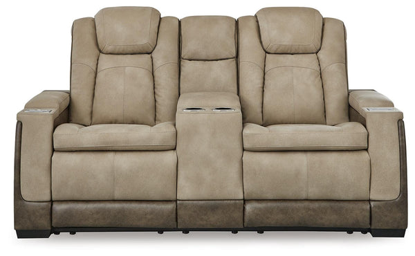 Next-Gen Durapella Zero Gravity P2 Power Reclining Adjustable Headrest Console Loveseat & USB Sand