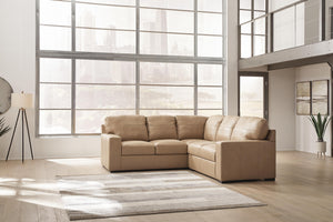 Bandon 2-Piece Leather Stationary Sectional Toffee