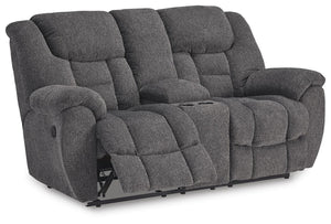 Foreside Reclining Console Loveseat Charcoal