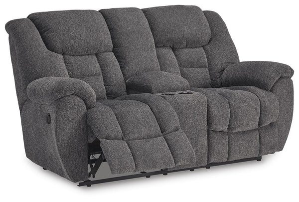 Foreside Reclining Console Loveseat Charcoal