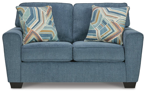 Cashton Fabric Stationary Loveseat Blue