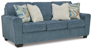 Cashton Queen Fabric Stationary Sofa Stationary Sleeper Blue