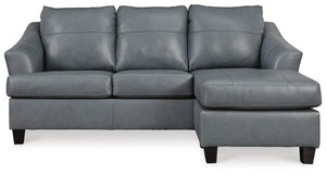 Genoa Leather Stationary Sofa Chaise Steel