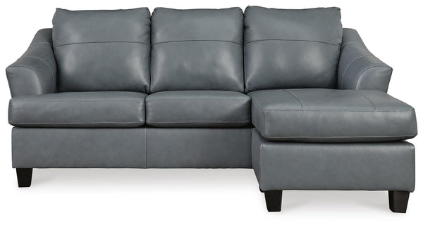 Genoa Leather Stationary Sofa Chaise Steel