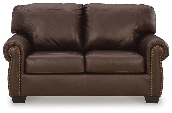 Colleton Leather Stationary Loveseat Dark Brown