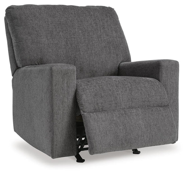 Rannis Fabric Manual Rocker Recliner Pewter