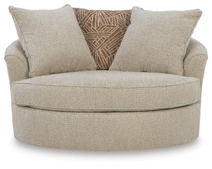 Steelwater Retreat Oversized Fabric Swivel Accent Chair Latte