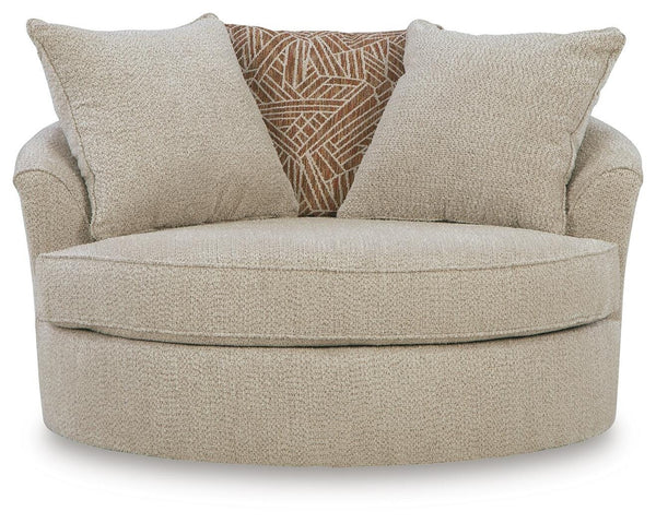 Steelwater Retreat Oversized Fabric Swivel Accent Chair Latte