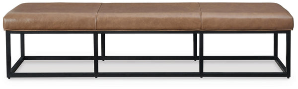 Joston All Leather Rectangle Accent Bench Caramel