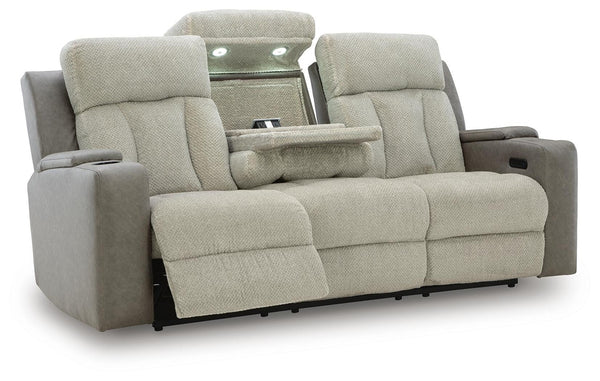 WhipLash Power Adjustable Headrest Reclining Fabric Sofa Sisal