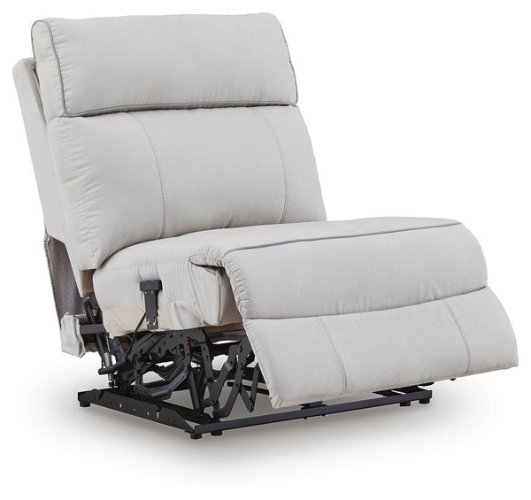 Social Pointe P2 7-Piece Reclining Fabric Zero Gravity Sectional with Storage Consoles Pearl/Ash