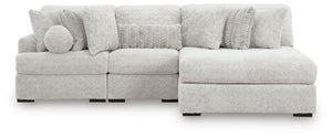 Cuddle Plush Stationary 3-Piece Sectional with Chaise Arctic