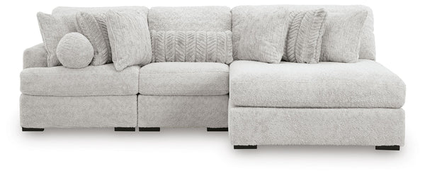 Cuddle Plush Stationary 3-Piece Sectional with Chaise Arctic