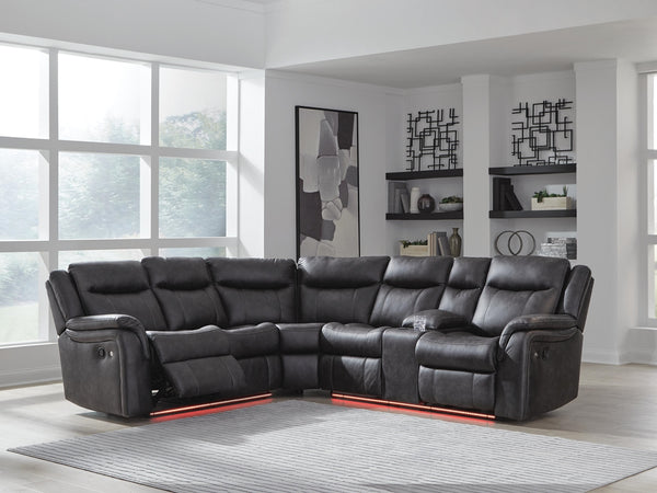 Sultan Meadow 2-Piece Reclining Sectional Carbon