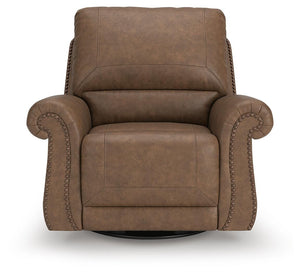 Chasemore Swivel Manual Glider Recliner with Nailhead Trim Earth