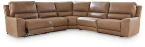 DeepWakes P2 5-Piece Power Reclining Leather Zero Gravity Sectional Caramel