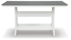 Transville Outdoor Counter-Height Dining Table with Umbrella Option Gray/White