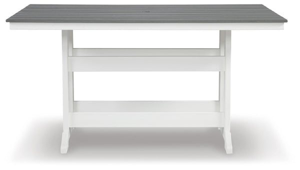 Transville Outdoor Counter-Height Dining Table with Umbrella Option Gray/White