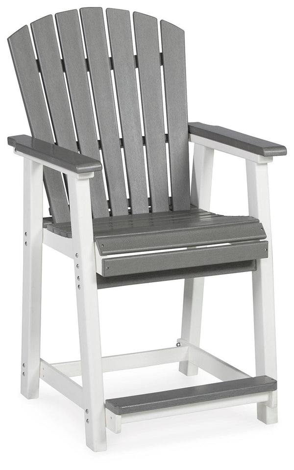 Transville Outdoor Counter-Height Barstool Gray/White