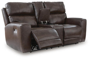 Crossplex Zero Gravity P2 Power Leather Reclining Adjustable Headrest Console Loveseat Smoke