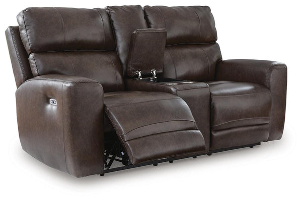 Crossplex Zero Gravity P2 Power Leather Reclining Adjustable Headrest Console Loveseat Smoke