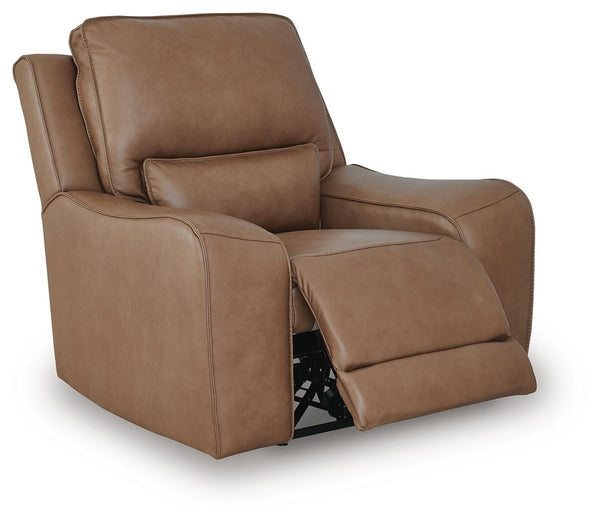 DeepWakes Zero Gravity P2 Dual-Power Adjustable Headrest Leather Recliner Caramel