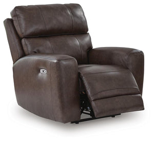Crossplex Zero Gravity P2 Dual-Power Adjustable Headrest Leather Recliner with Bluetooth Audio System Smoke