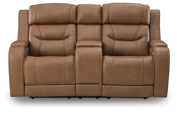 Knightington Zero Gravity P3 Power Leather Reclining Loveseat with Audio Seating Caramel