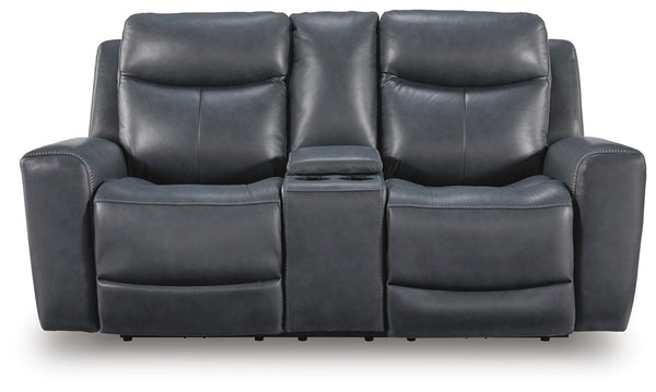 Next Move P2 Power Leather Reclining Adjustable Headrest Loveseat Admiral