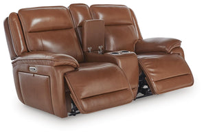 Healy Pier Zero Gravity P2 Power Leather Reclining Adjustable Headrest Console Loveseat Chocolate