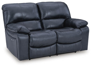 Leesworth Zero Gravity P2 Power Leather Reclining Loveseat Ocean