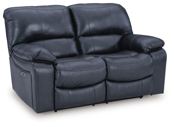 Leesworth Zero Gravity P2 Power Leather Reclining Loveseat Ocean