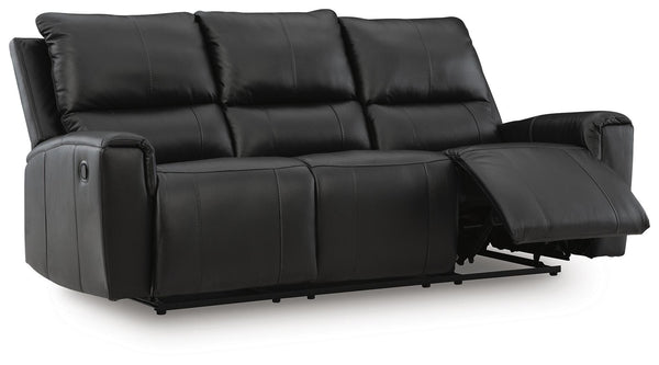 Glossmore Leather Reclining Sofa Black