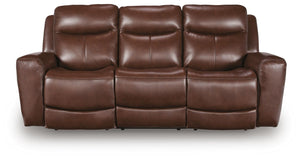 Next Move Power Adjustable Headrest Leather Reclining Sofa Mahogany