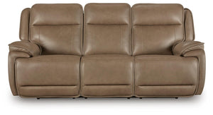 Glencroft P2 Power Leather Reclining Zero Gravity Sofa with Adjustable Headrest & USB Sahara