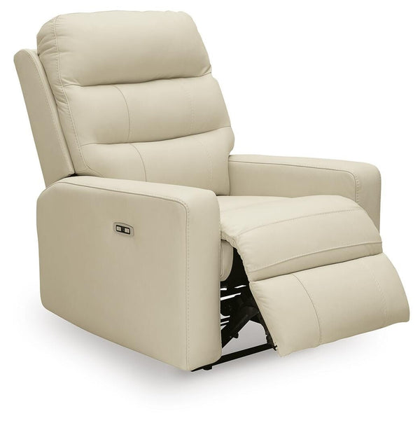 Pennacle Pier P2 Dual-Power Adjustable Headrest Leather Recliner Canvas