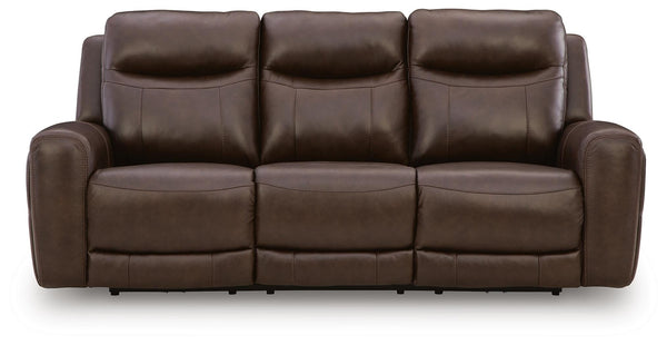 Gravier Power Adjustable Headrest Leather Reclining Sofa Cordova