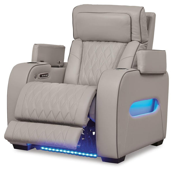 Boyington Zero Gravity P2 Dual-Power Adjustable Headrest Leather Heat Massage Recliner Gray