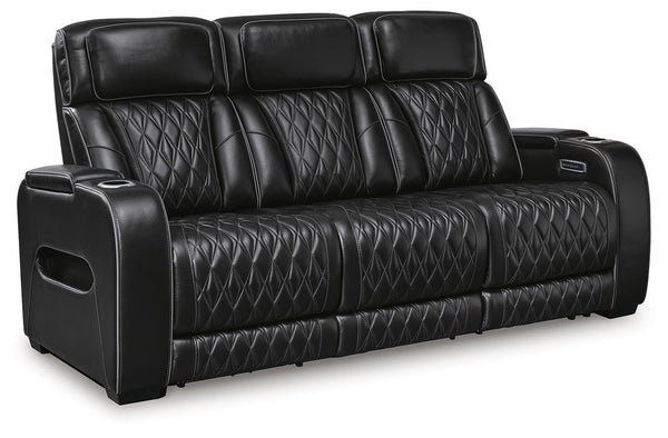 Boyington P2 Power Adjustable Headrest Leather Reclining Zero Gravity Sofa Black