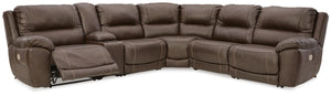 Dunleith P2 6-Piece Power Reclining Leather Zero Gravity Sectional With Adjustable Head & Foot & USB Chocolate
