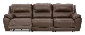 Dunleith 3-Piece Power Reclining Leather Zero Gravity Sofa With Adjustable Head & Foot & USB Chocolate