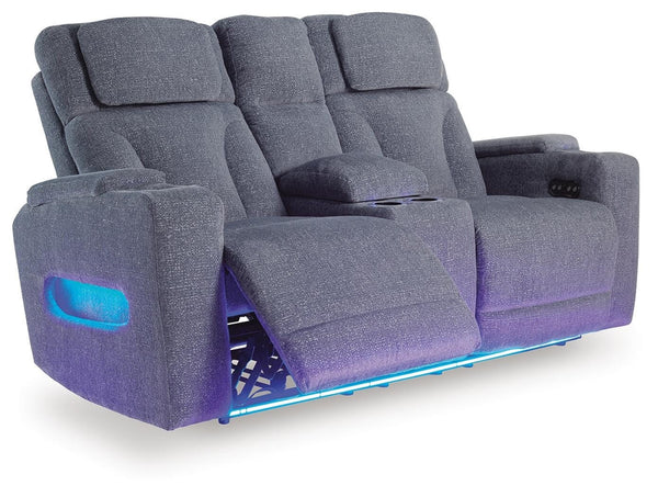 Studio Cave P2 Power Reclining Adjustable Headrest Console Loveseat Steel