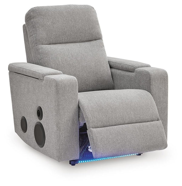 Pineland Power Glider Recliner with Audio System Pewter