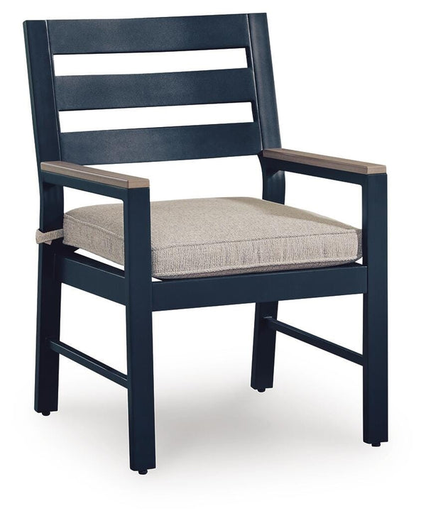 East Beach Outdoor Arm Chair with Cushion Navy Blue/Driftwood