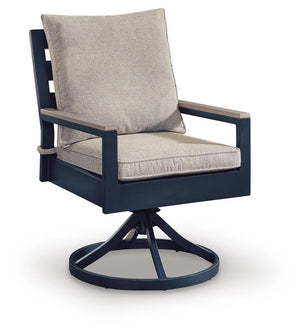East Beach Outdoor Swivel Chair with Cushion Navy Blue/Driftwood