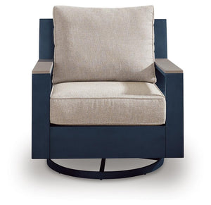 East Beach Outdoor Swivel Glider Chair with Cushion Navy Blue/Driftwood